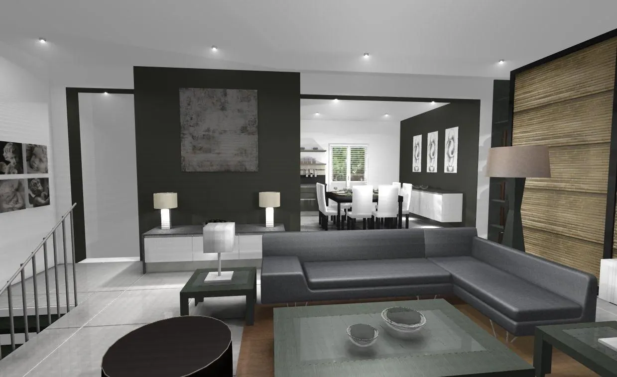 Intérieur contemporain monochrome